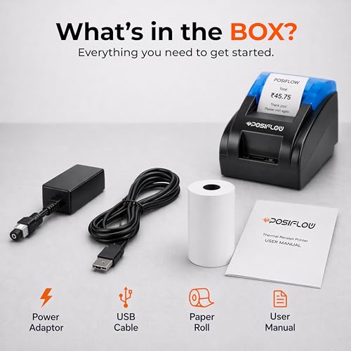 Image of 58mm Thermal Receipt Printer KP206 | USB+ BT | Fast Billing Printer for Restaurant, Retail, POS, Kiosks (PSFKP206-(U+BT) 58 mm)