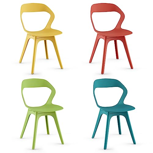 Giantex Lot de 4 chaises de salle à manger modernes en polypropylène, chaises de salle à manger design avec dossier ergonomique et pieds antidérapants, disponibles...