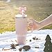 6Pcs Bow Straw Covers Cap Toppers, Compatible with Stanley 30&40 oz Tumbler Cups, Cute Pink 10mm Reusable Silicone Straw Topper for Stanley Tumbler with Handle, Stanley Cup Straws Accessories