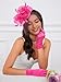 Ibeauti Fascinator Hats with Screentouch Lace Gloves Set for Women Tea Party Cocktail Wedding Derby Headwear Short Gloves (04 Hot Pink)