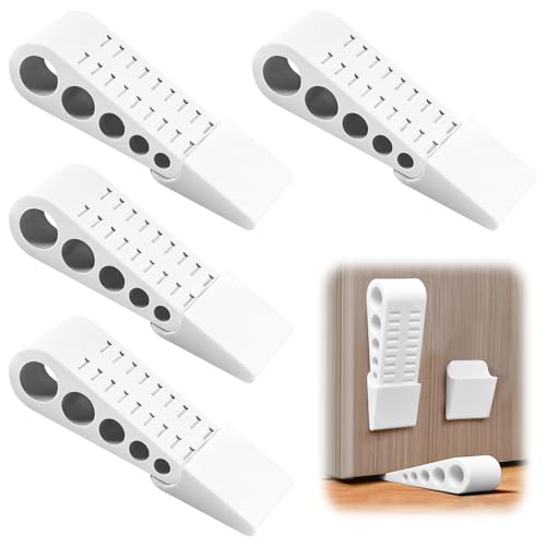 Euablfo 4 piezas Tope de Puerta para el Suelo, Antideslizante, Goma con Soporte Adhesivo, Cuña Puerta de Goma, para Puerta en Casa, Oficina, Escuela Todas las Superficies