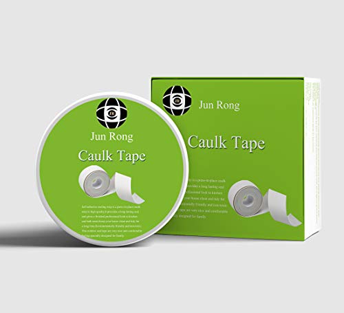 JUNRONG Caulk Tape,Self Adhesive Sealing Caulk Strip Waterproof Mildew Tape for Bathtub Kitchen Sink Basin Edge Shower Toilet and Wall Stick Caulk(1.5Inch Width x 10.5Feet Length)