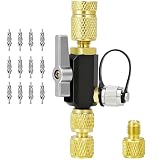 HVAC Valve Core Removal Tool, Mega Flow Vacuum-Rated Valve Core Removal Tool,1/4'& 5/16' Dual Valve,20 Micron Vacuum, Compatible with R22 R410A R32 R134a, Valve Core Remover Installer Tool