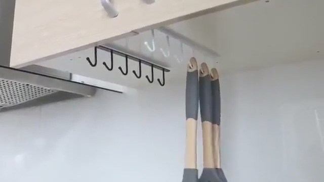 Porta Tazze Sottomensola 3 Pezzi | Senza Foratura | Ganci Per Cucina | Portarotolo Carta | Bianco/Nero - Foto 5