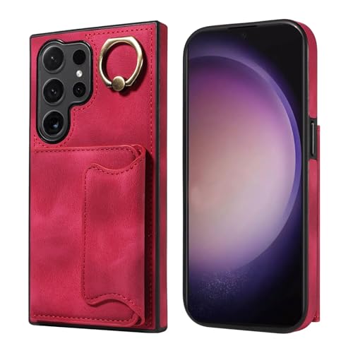 Étui cuir antichoc Samsung S24 Ultra avec double fermoir magnétique anti-chute et support