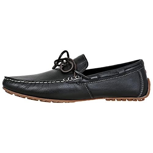 Image of Hx London Men's Leather Lace-Up Driving Style Loafers