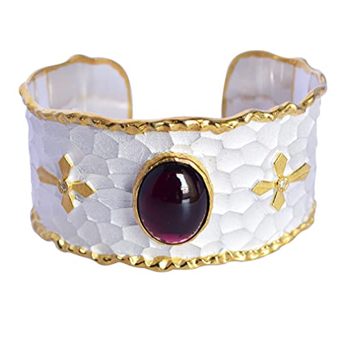 Brazalete de plata y granate para regalo de niñas y ocasiones especiales
