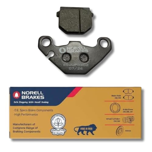 Image of NORELL 8906219821042 Rear Disc Brake Pad Set (01 Set) Compatible with Ola S1 Pro, S1 Pro Sport & S1 Pro Plus | Premium Rear Brake Pads Replacement | High Performance Disc Brake Pad Set