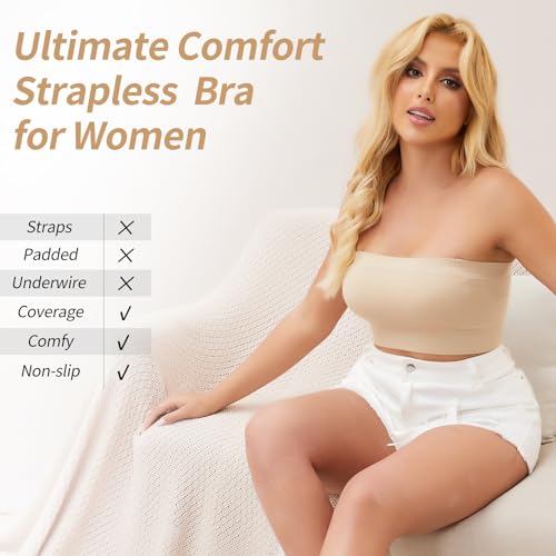 JOYSHAPER Strapless Bra for Women Seamless Bandeau Wireless Comfy Tube Top Daily Bra2