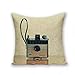 ACYKM Fodera Cuscino copricuscini Fodera per Cuscino Stile retrò 45 * 45 cm Fodera per Cuscino per Macchina Fotografica per Auto d'Epoca Fodera per Cuscino in Lino decortivo per la casa