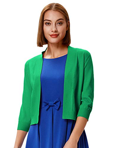 Grace Karin Women's Plus Size Cardigan Sweaters 3/4 Sleeve Shurg For Dresses (Green,2Xl) #TOP1