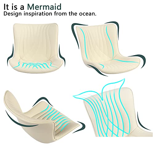 Youtaste Office Chair Modern Armless Desk Chair, Height Adjustable Swivel Rocking Computer Task Chair, Faux Leather Sewing Chair With Wheels, Stylish Lounge Vanity Chair,Beige #TOP5