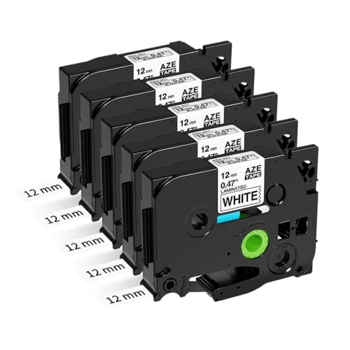 6PK TZE-231 BLANC 12mm���x�����[�J�[�p�̌݊����̂���e�[�vTZ-231 221 211���f����PT-H100���x���v�����^�[�ɓK�����܂�(Black on White 5pk)