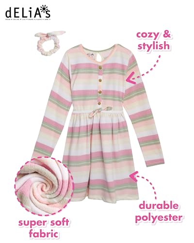 dELiA*s Girls Dress - Cute Long Sleeve Easter Dress for Girls with Matching Scrunchie for Church or Casual Wear (Sizes 7-16)2