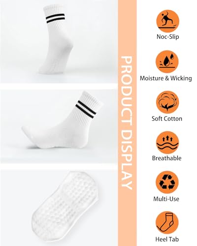 Image of Pilates Grip Socks for Women(6 pairs), Non Slip Yoga Socks with Grips for barre Ballet Barefoot Workout Athletic Socks(05-black /white /pink /dark gray /light purple /light green)