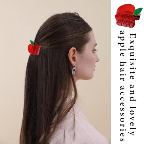4 pinzas para el cabello con diseño de manzana roja miniatura 6