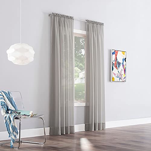 lucy voile pair of 54" wide sheer voile curtains 10 colours (grey, 72" drop)