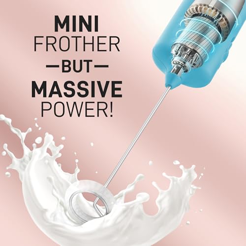 Image of Mini & Mighty Milk Frother Wand - Powerful Handheld Coffee Frother, Battery Operated Drink Mixer - Compact Pocket Size - Detachable Whisk for Latte, Cappuccino, Matcha, Hot Chocolate