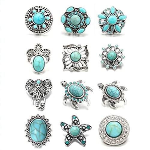 Loglisten 12pcs/lot Snap Jewelry Charms - Fit 18-20mm Snap Buttons for Bracelets, Bangles, Necklaces - Christmas Gifts
