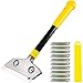 Razor Blade Scraper,Long-Handle Putty Knife,with 10 Blades Set Paint Scraper for Wood,Window Glass Wallpaper Remover,Painting Stripping Tools,Tile Adhesive Removal 4-inch (Scraper with Blades Set)