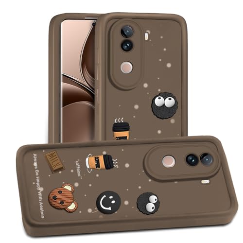Image of AESTMO Back Case Cover for Vivo V40E 5G / iQOO Z9S 5G | Cute Fun Cartoon 3D Ball | Coffee Silicone Case | Full Body Protection | Camera Protection Back Cover for Vivo V40E 5G / iQOO Z9S 5G (Brown)