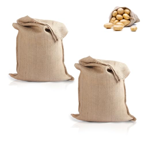 TRACOMPAN - Sacco di iuta grande, confezione da 2 sacchetti riutilizzabili per patate, verdure e sabbia, sacco di iuta con coperchio aperto con tessuto di iuta naturale, sacchetti per conservare e
