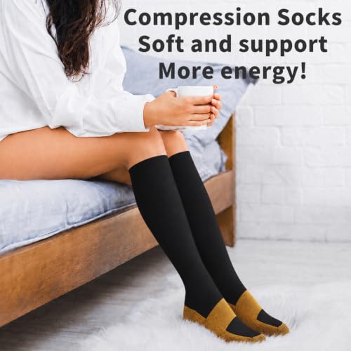 Image of COOLOVER Copper Compression Socks for Women and Men(6 Pairs)-Best Support for Running, Athletic, Travel