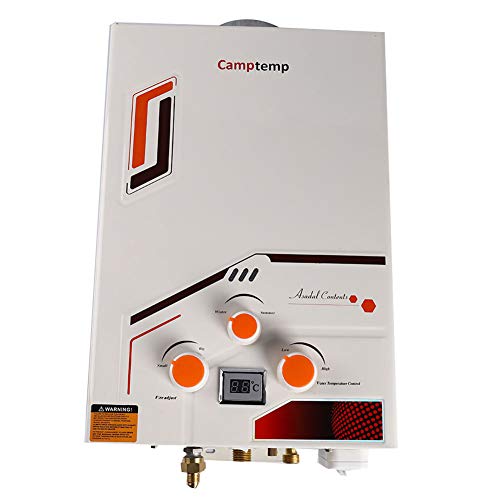 Camptemp Propane Tankless Water Heater,1.58GPM/6L Indoor&Outdoor Portable Gas Hot Water Heater.Easy to Install,Low
