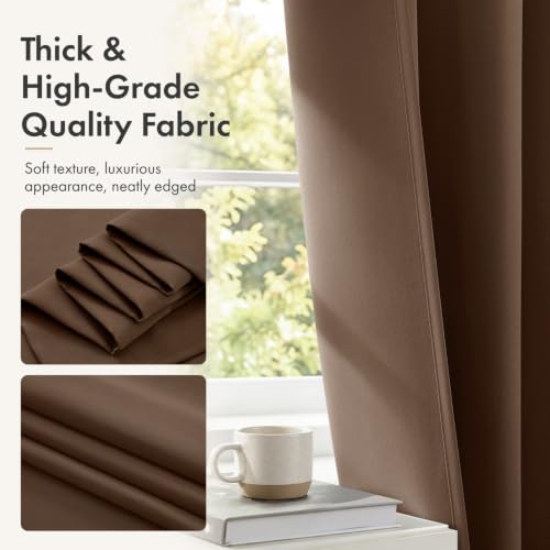 Image of MIULEE Brown Blackout Curtains 63 Inch Length for Bedroom Set of 4 Panels