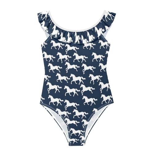 Trajes de baño de una pieza para niñas con volantes de caballos Reiacy para 3-6T