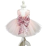 EsTong Newborn Baby Girls Sequins Bowknot Floral Princess Dresses Tulle Tutu Outfit Clothes Pink 1-2Y