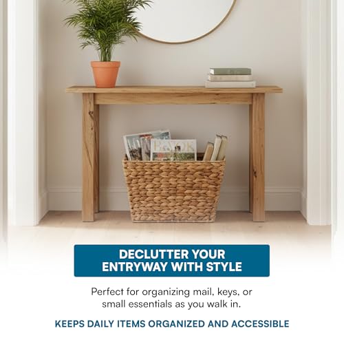 Image of Honey-Can-Do Woven Water Hyacinth Wicker Storage Basket, Magazine, Natural