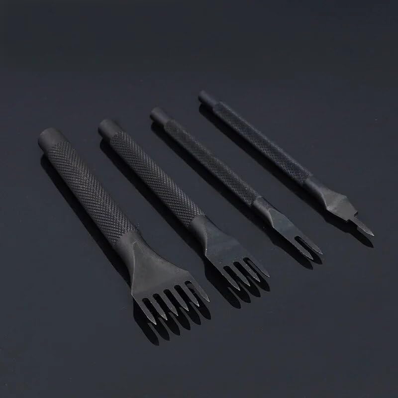 4 PCS Set Leathercraft 1/2/4/6 Prong 4mm 4/25 Inch Tools Hole Punches Lacing Stitching Punch Tool An Indispensable Tool