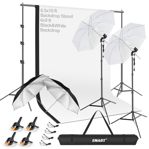 EMART Photography Backdrop Kit with Umbrella Lighting