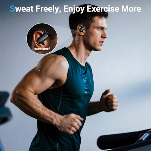 Image of for Wireless Earbuds,Sport Bluetooth 5.4 Headphones,Over Ear Buds with Deep Bass Sound,60H Playtime Clear Calls Earphones Redesigned Comfort Fit with Earhooks for Running,Meeting,Workout | 14.2mm drivers deliver rich stereo sound. Soft silicone ensures a secure, painless fit for long workouts.