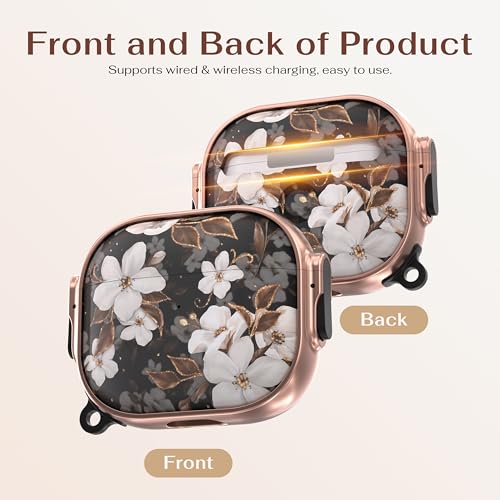 Image of Maxjoy for AirPods 3 Case with Lock, Flower AirPod 3 Case Lock Protective Hard AirPod 3rd Generation Cover for Women Men with Keychain for AirPods 3rd Generation Cover 2021,White
