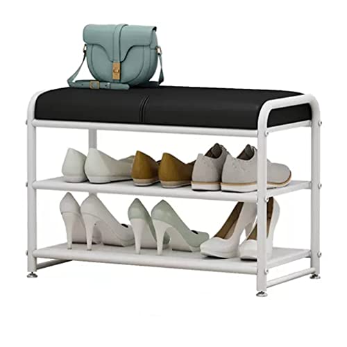 Banc à 3 étagères en métal pour chaussures d'entrée et placard avec assise bout de lit