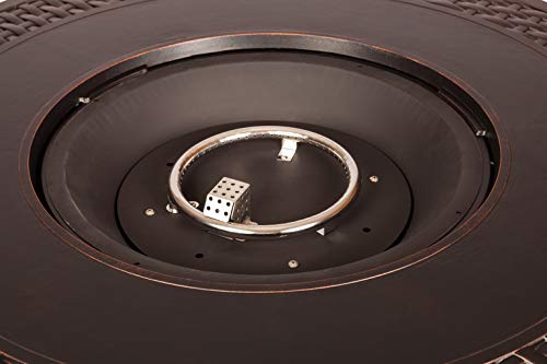 Fire Sense 62195 Bellante Woven Aluminum Convertible Gas Fire Pit Table 55,000 Btu Multi-Functional Outdoor With Fire Bowl Lid, Nylon Weather Cover & Clear Fire Glass - Bronze Finish - Round - 44" #TOP5
