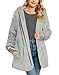 Bestbee Warm Fleece Jackets for Women, Plus Size Fuzzy Hooded Casual Coats Lidies 2025 Cardigan Sweaters Outerwear with Pockets, 3XL, Silver Grey