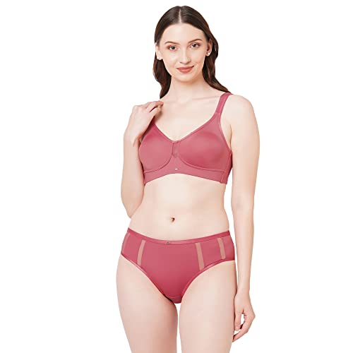 Image of SOIE Women Full Coverage Minimiser Bra with High Waist Brief Set