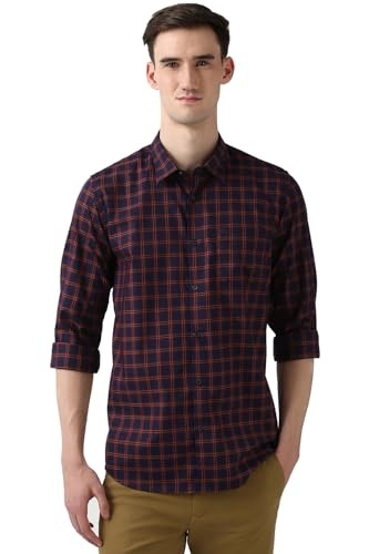 Image of Peter England Men Cotton Premium Checkered Full Sleeve Slim Fit Casual Shirt