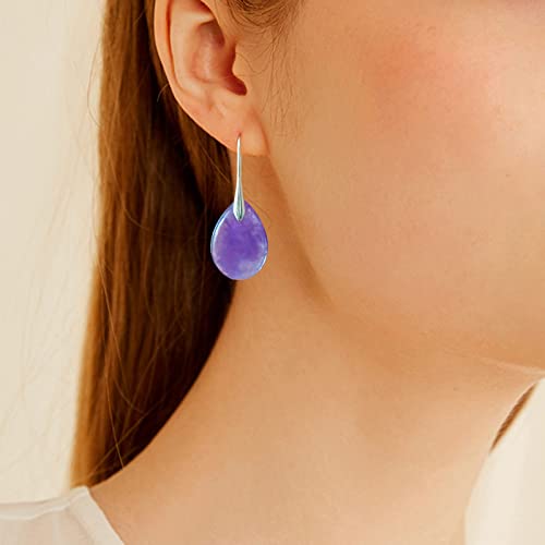 Lettarius Natural Crystal Healing Birthstone Drop Earrings Pink Teardrop Stone Rose Quartz Dangle Silver Jewelry For Women Girls #TOP4