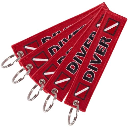 Vjnyvs Diving Symbol Keychain 5pcs Lightweight Diving Badge Keychain, Embroidered