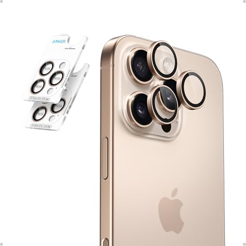 Anker Camera Lens Protector for iPhone 16 Pro/16 Pro Max, 2-Pack HD and Ultra-Durable ShieldX Glass, Easy Installation, Exclusively for iPhone 16 Pro/16 Pro Max (Light Brown) iPhone 16 Pro/1