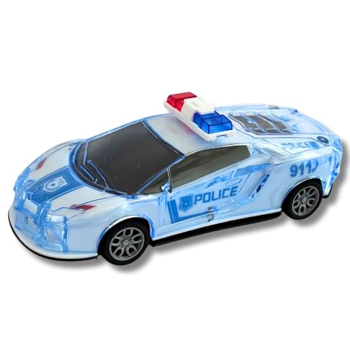 Image of K D Friction Powered Police Car with Lights Music Super Speed Colorful Dazzling Lights and Sound Siren Pullback Cop Vehicle Toy for Kids Best Birthday Gift for Above 3+ Years Boys Girls (Blue)