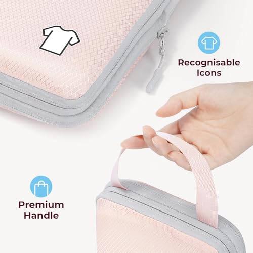 Samfolk Compression Packing Cubes for Suitcases Packing Cubes Compression Set Waterproof Suitcase Organiser Bags for Travel Suitcase Luggage Packing Organizer Bags Travel Essentials Pink 8 Set - Image 5