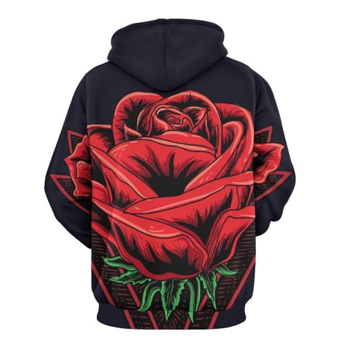 Sweat à Capuche Fleurs Rouges Pull Idéal pour les Sorties Décontractées