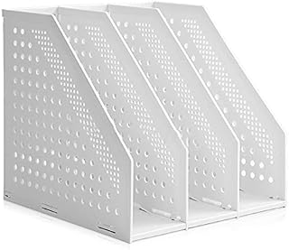 SAYEEC Desktop File Magazine Folder Holder 3 Section Plastic Hollow Documents Foldable Organizer File Cabinet Shelf Frames Dividers Rack Display and Storage (White)