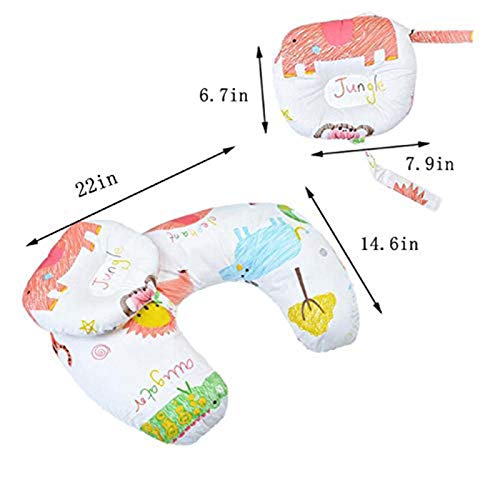 Baby Breastfeeding Nursing Pillow and Positioner, Machine Washable Cotton Blend Fabric Infant Support Pillow Bonus Head Positioner