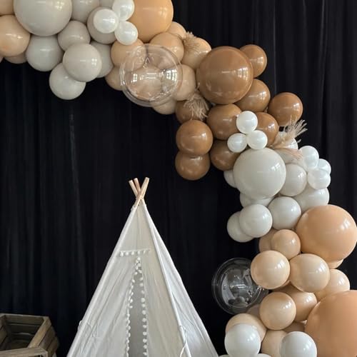 Image of Voircoloria 90pack Khaki Balloons Different Size 18 /12 /10 /5 Inch Khaki Balloon Garland Arch Kit for Graduation, Wedding, Birthday, Princess Theme Party, Baby Shower, Anniversary Party Decorations